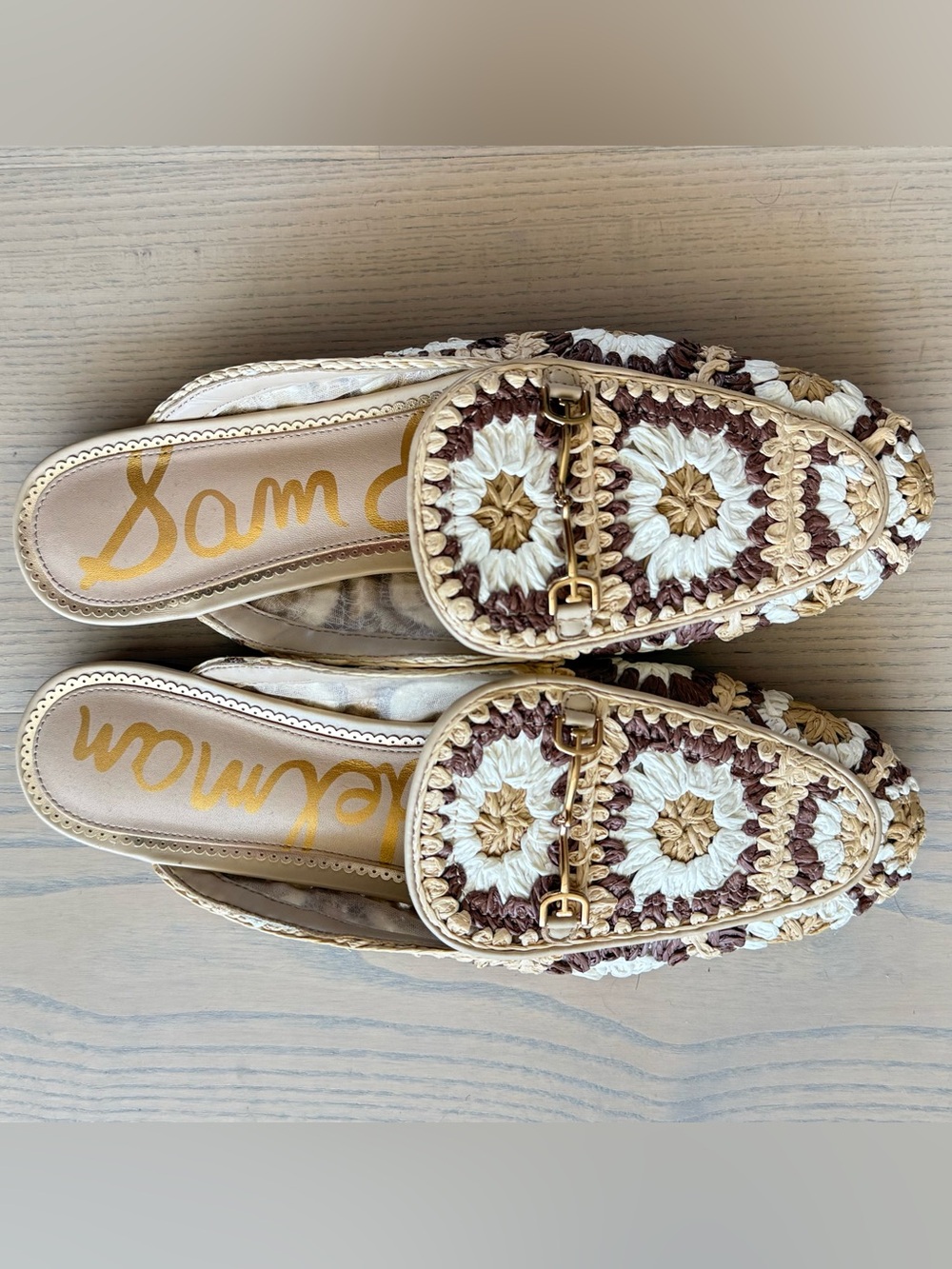 • Sam Edelman • Linnie Crochet Bit Mule in Cream and Brown • Size 10 •